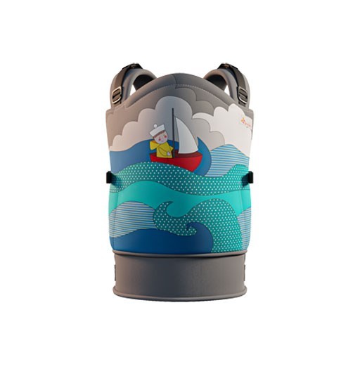 Nosidło ergonomiczne dla dziecka od 4 m. do 20 kg - motyw Spokojna Przystań widok 3D