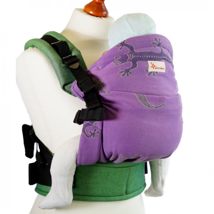 Nosidło ergonomiczne dla dziecka od 4 m. do 20 kg - motyw Geckos widok z boku